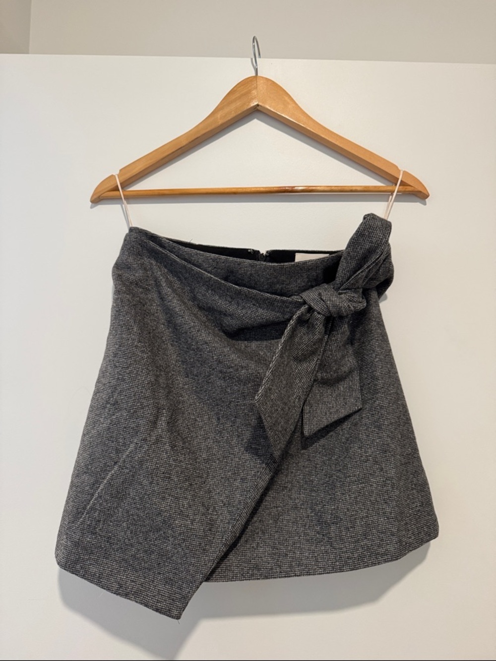 Wilfred Charcoal Gray Wrap Mini Skirt with Side Knot